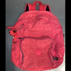 Kipling Backpack Pink/Peach w/Zipper Front Pocket